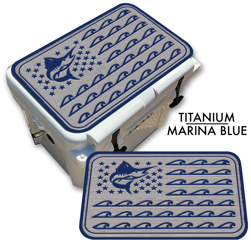 Marlin Ocean Waves Flag - Cooler Pad Top