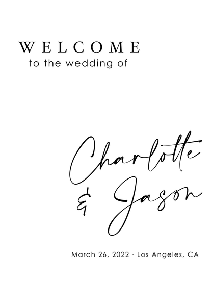 Wedding Welcome Sign - Modern Minimalist