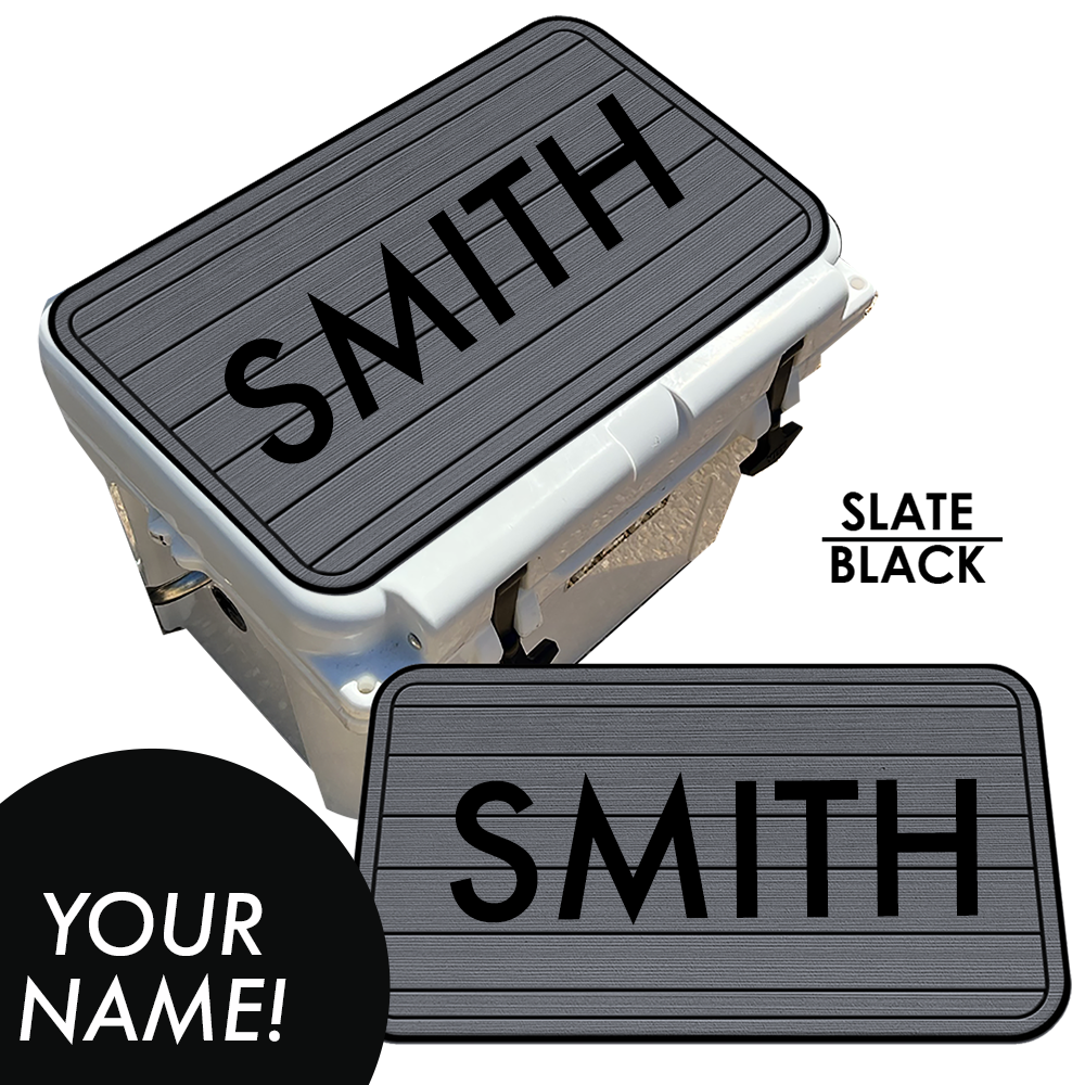 Custom: Cooler Pad Top - Teak Pattern with Name