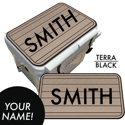 Custom: Cooler Pad Top - Teak Pattern with Name