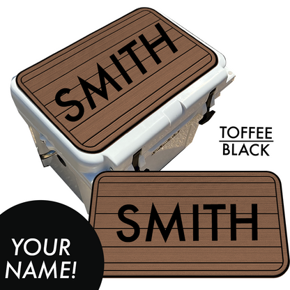 Custom: Cooler Pad Top - Teak Pattern with Name