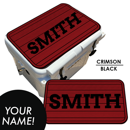 Custom: Cooler Pad Top - Teak Pattern with Name