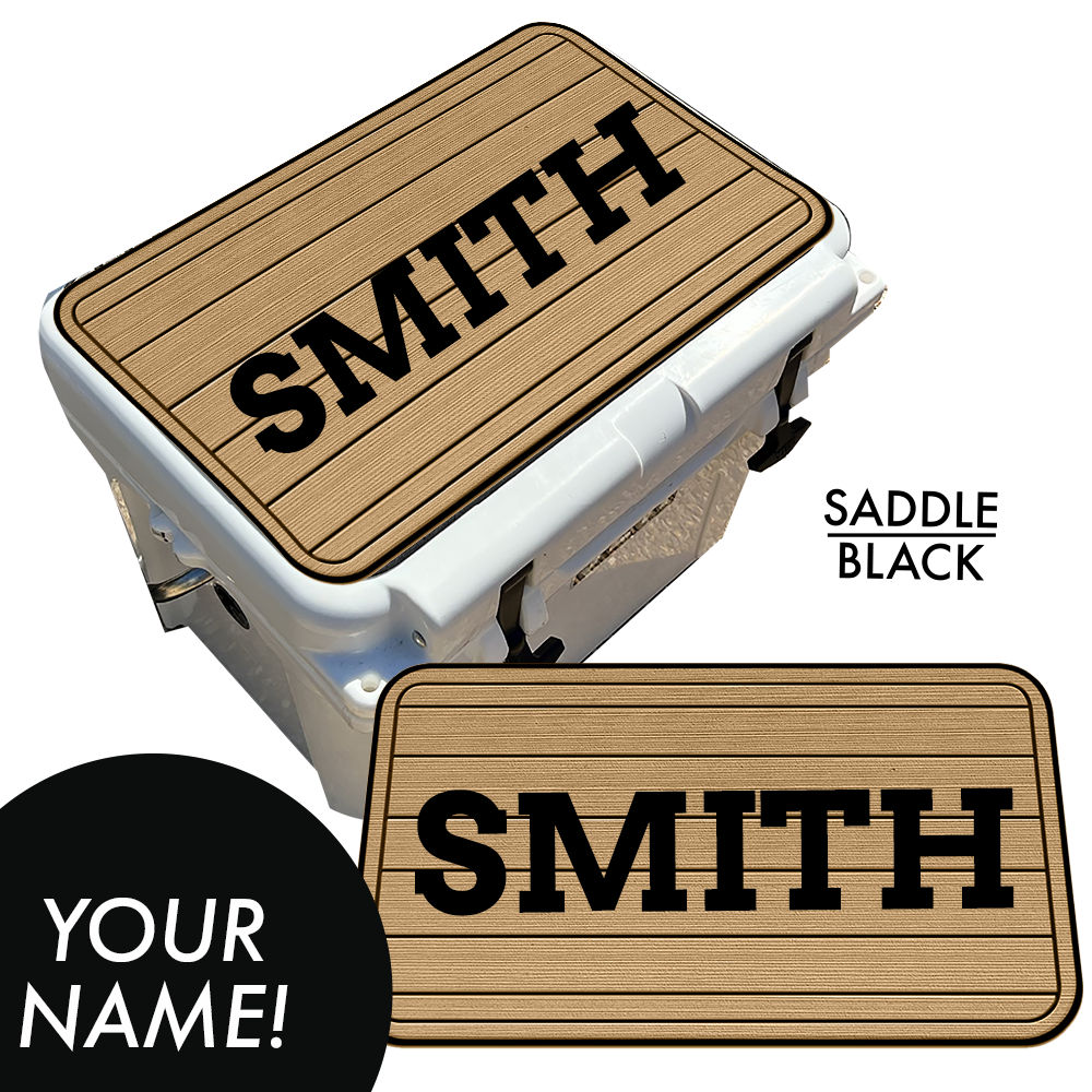 Custom: Cooler Pad Top - Teak Pattern with Name