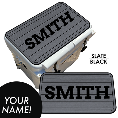 Custom: Cooler Pad Top - Teak Pattern with Name