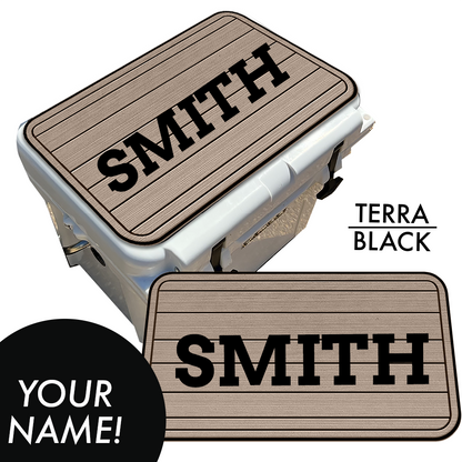 Custom: Cooler Pad Top - Teak Pattern with Name