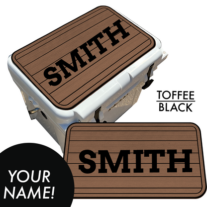 Custom: Cooler Pad Top - Teak Pattern with Name