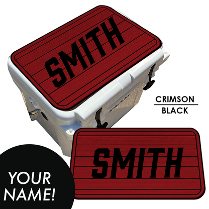 Custom: Cooler Pad Top - Teak Pattern with Name