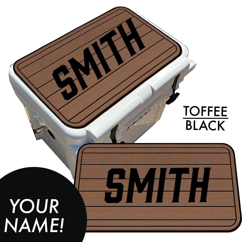 Custom: Cooler Pad Top - Teak Pattern with Name