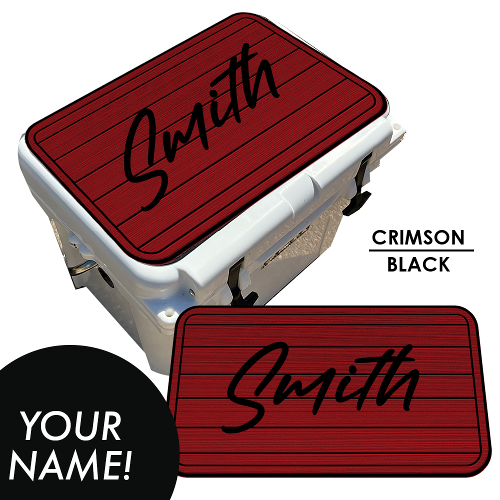 Custom: Cooler Pad Top - Teak Pattern with Name