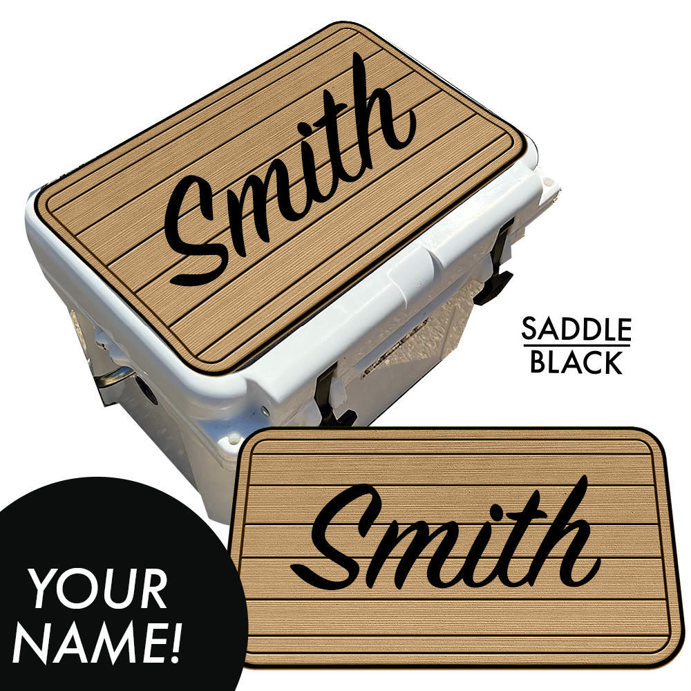 Custom: Cooler Pad Top - Teak Pattern with Name