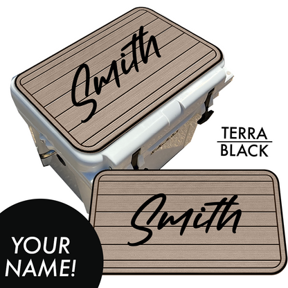 Custom: Cooler Pad Top - Teak Pattern with Name