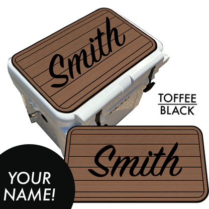 Custom: Cooler Pad Top - Teak Pattern with Name