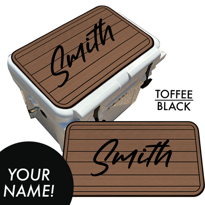 Custom: Cooler Pad Top - Teak Pattern with Name