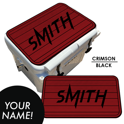 Custom: Cooler Pad Top - Teak Pattern with Name