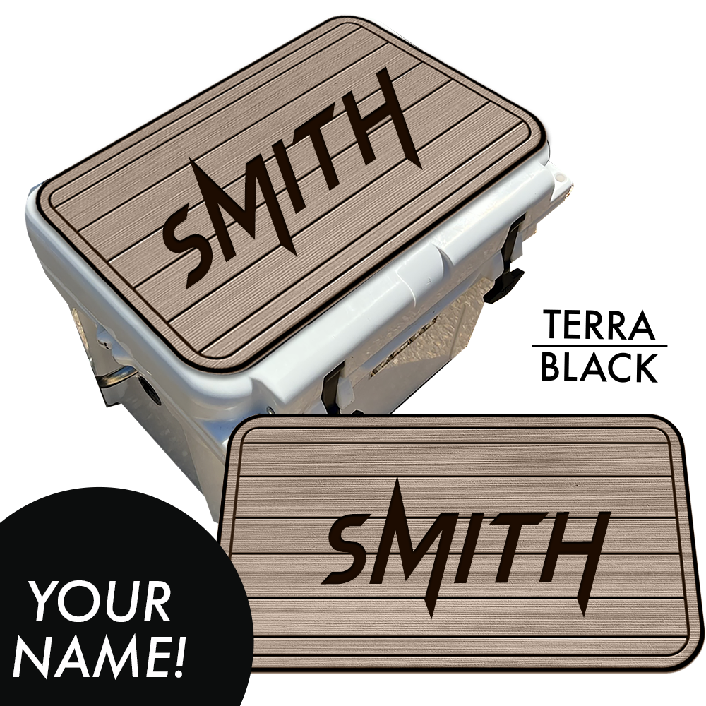 Custom: Cooler Pad Top - Teak Pattern with Name