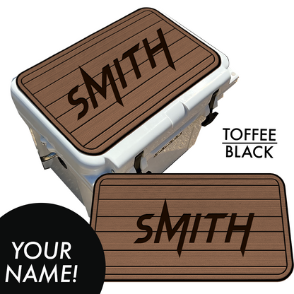 Custom: Cooler Pad Top - Teak Pattern with Name