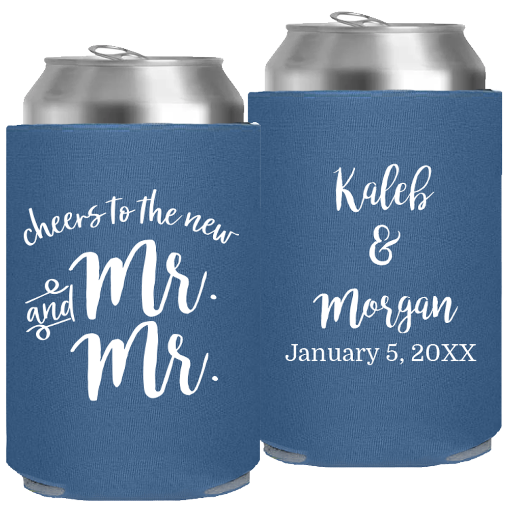 Wedding - Cheers To The New Mr & Mrs Names And Date - Foam Can 173