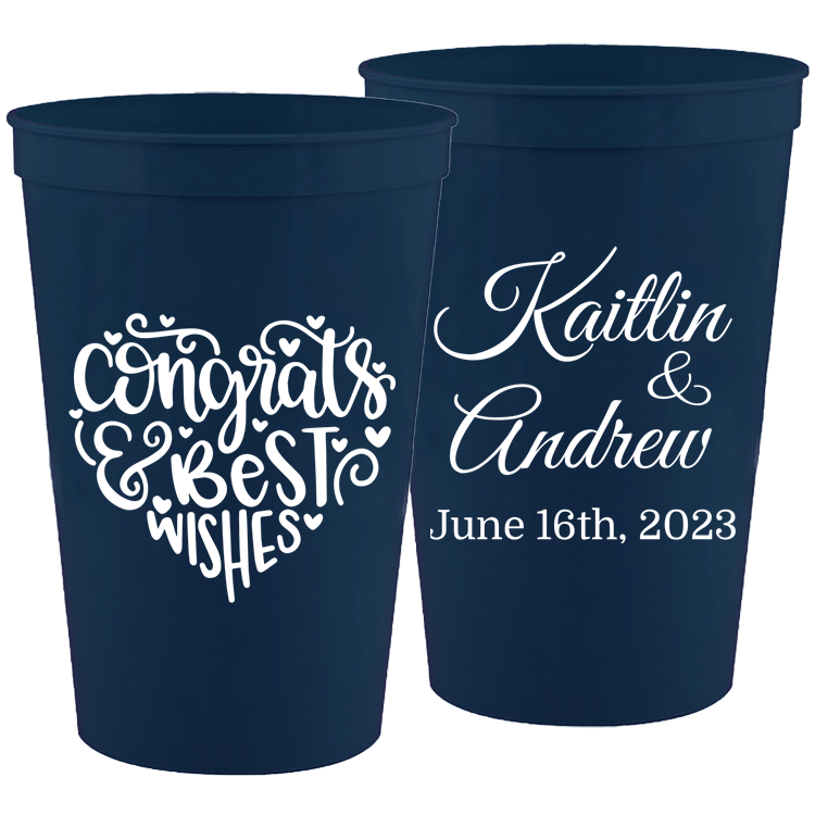 Wedding - Congrats And Best Wishes Heart - 16 oz Plastic Cups 103