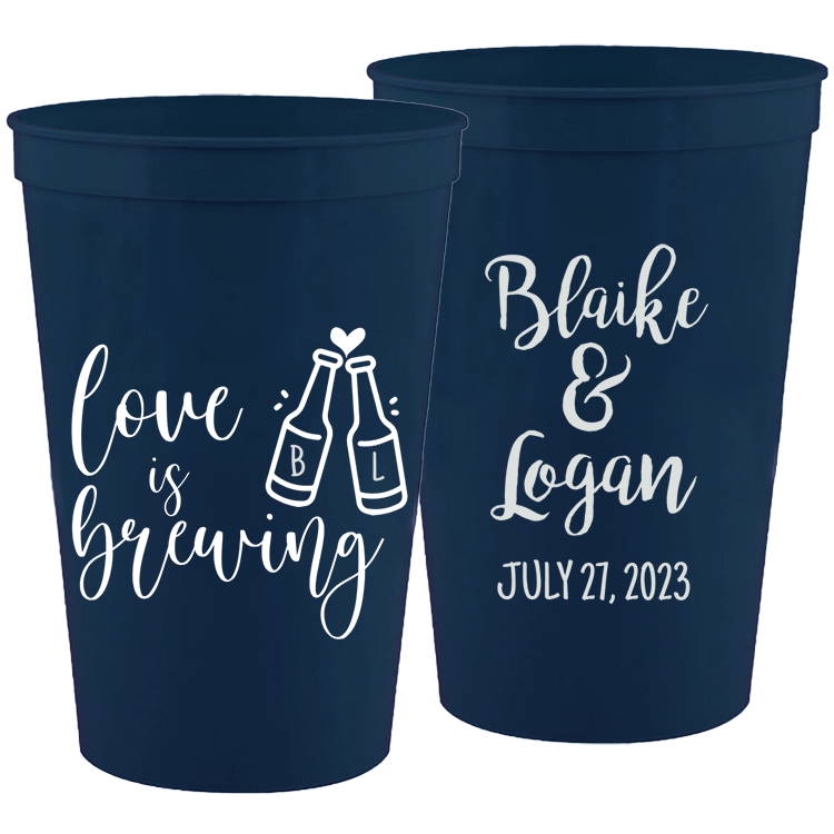Wedding - Love Is Brewing Bottles - 16 oz Plastic Cups 111