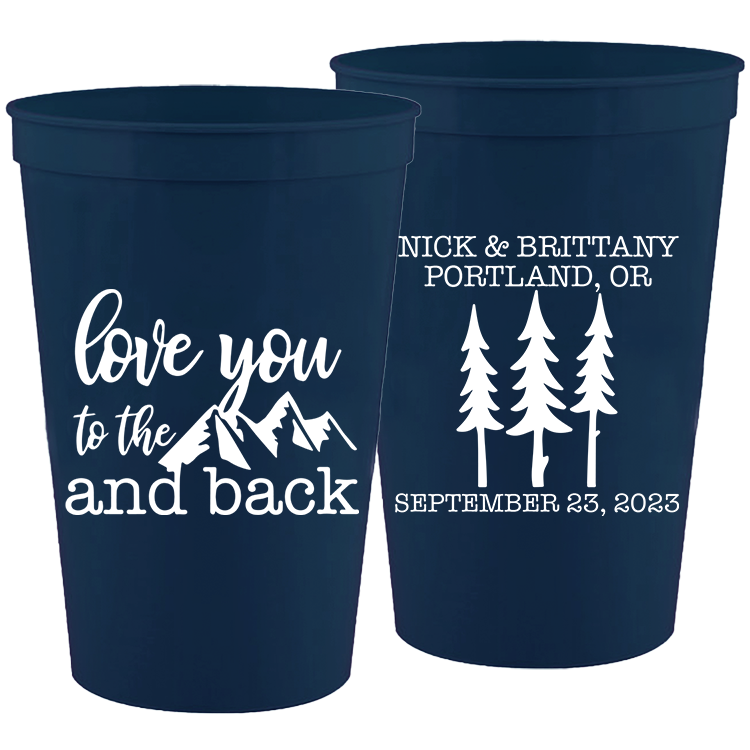 Wedding - Love You To The Moon & Back Trees - 16 oz Plastic Cups 116