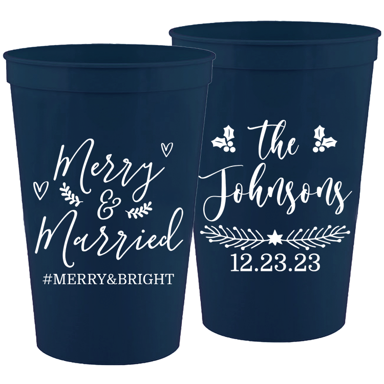 Wedding - Merry & Married - 16 oz Plastic Cups 121