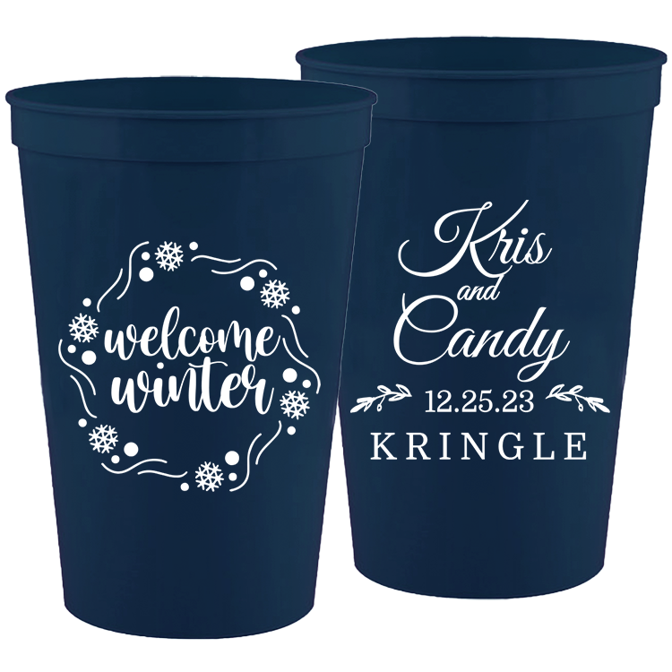 Wedding - Welcome Winter Names - 16 oz Plastic Cups 123