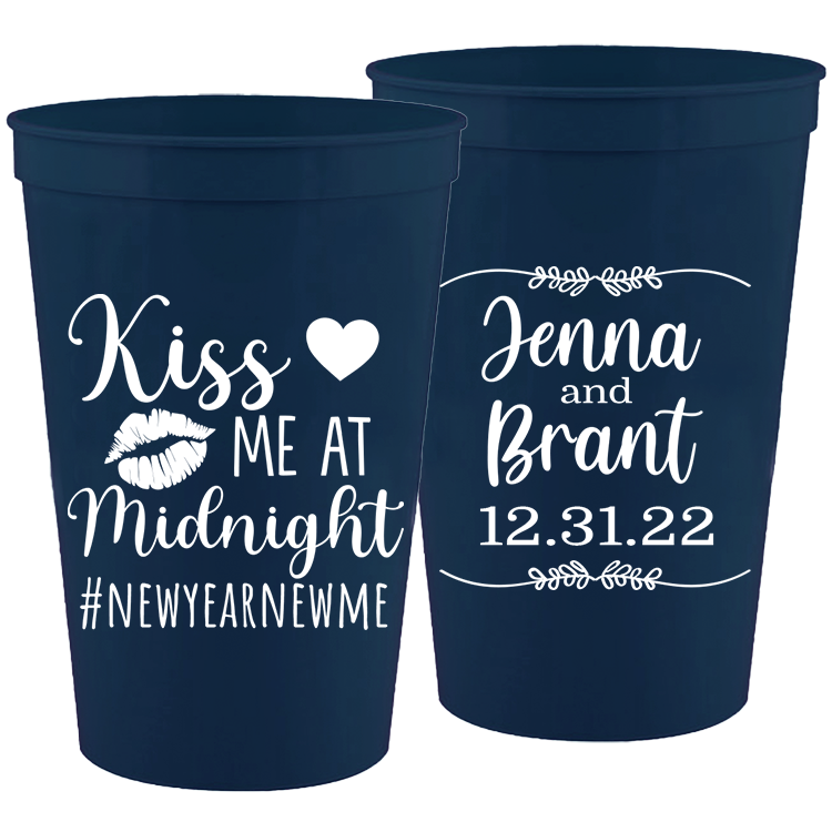Wedding - Kiss Me At Midnight With Leaves - 16 oz Plastic Cups 133