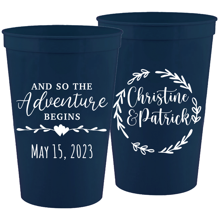 Personalized wedding cups, personalized wedding favors for guests in bulk,  monogram wedding cups with names and date, personalized stadium cups