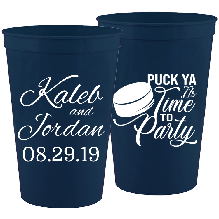 Wedding 019 - Puck Ya It's Time To Party - 16 oz Plastic Cups