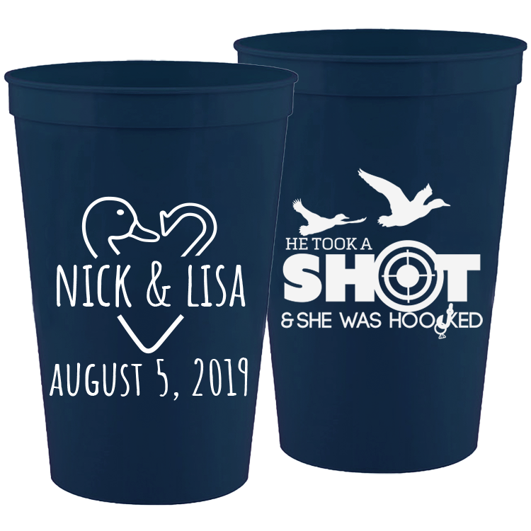 Wedding 022 - He Took A Shot & She Was Hooked - 16 oz Plastic Cups