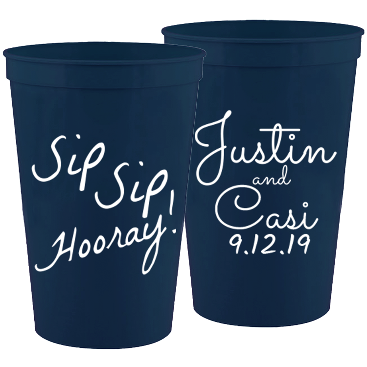 Wedding - Sip Sip Hooray! - 16 oz Plastic Cups 028