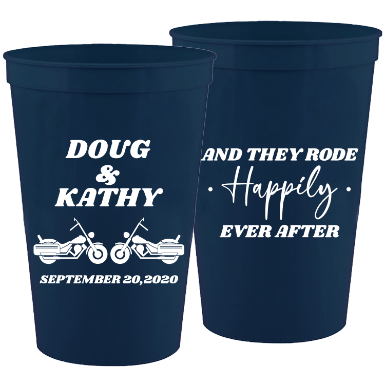 Wedding - And They Rode Happily Ever After Motorcycle - 16 oz Plastic Cups 077