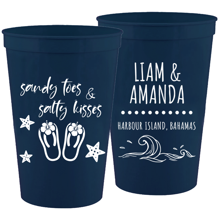 Wedding - Sandy Toes And Salty Kisses - 16 oz Plastic Cups 081