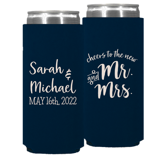 Wedding - Cheers To The New Mr & And Mrs - Foam Slim Can 030