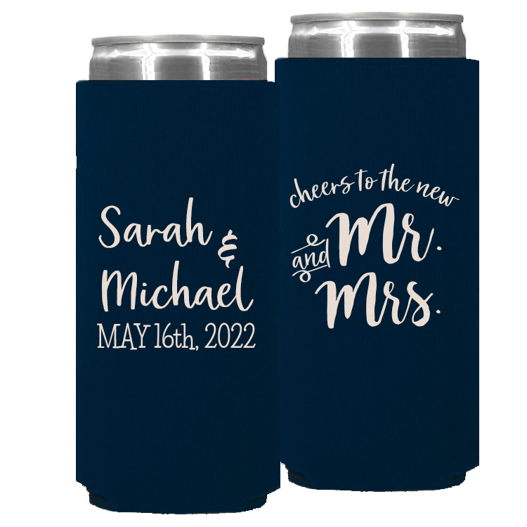 Wedding - Cheers To The New Mr & And Mrs - Foam Slim Can 030