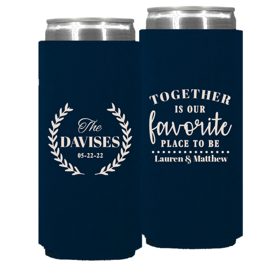 Wedding - Together Is Our Favorite Place To Be Leaves - Foam Slim Can 050