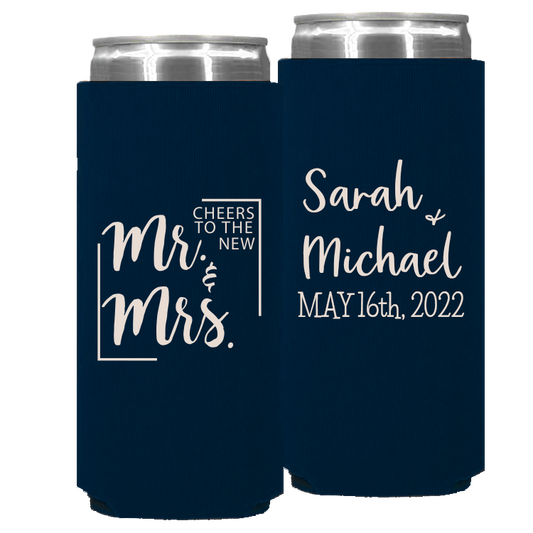 Wedding - Cheers To The New Mr & Mrs - Foam Slim Can 057