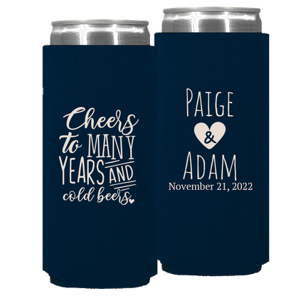 Wedding - Cheers To Many Years And Cold Beers W/Heart - Foam Slim Can 065