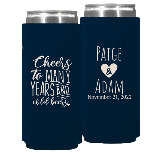 Wedding - Cheers To Many Years And Cold Beers W/Heart - Foam Slim Can 065