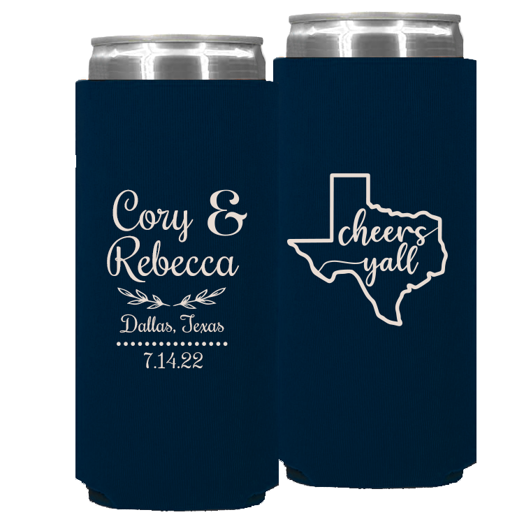 Wedding - Cheers Yall With Texas State - Foam Slim Can 079