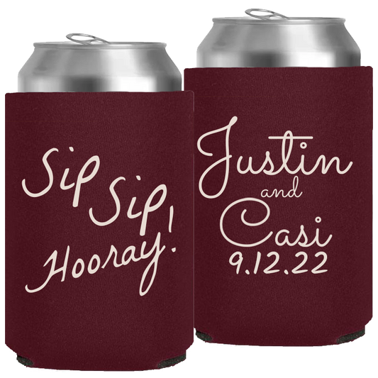 Wedding - Sip Sip Hooray! - Neoprene Can 028