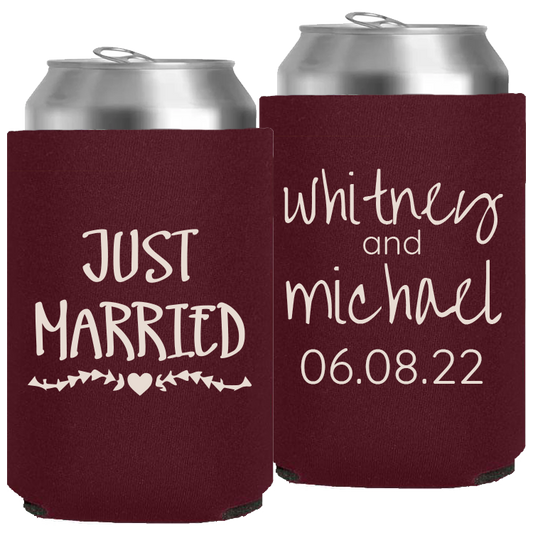 Wedding - Just Married Names And Date - Neoprene Can 047