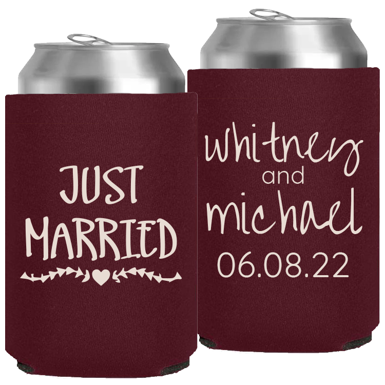 Wedding - Just Married Names And Date - Neoprene Can 047