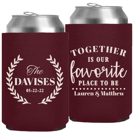 Wedding - Together Is Our Favorite Place To Be Leaves - Neoprene Can 050