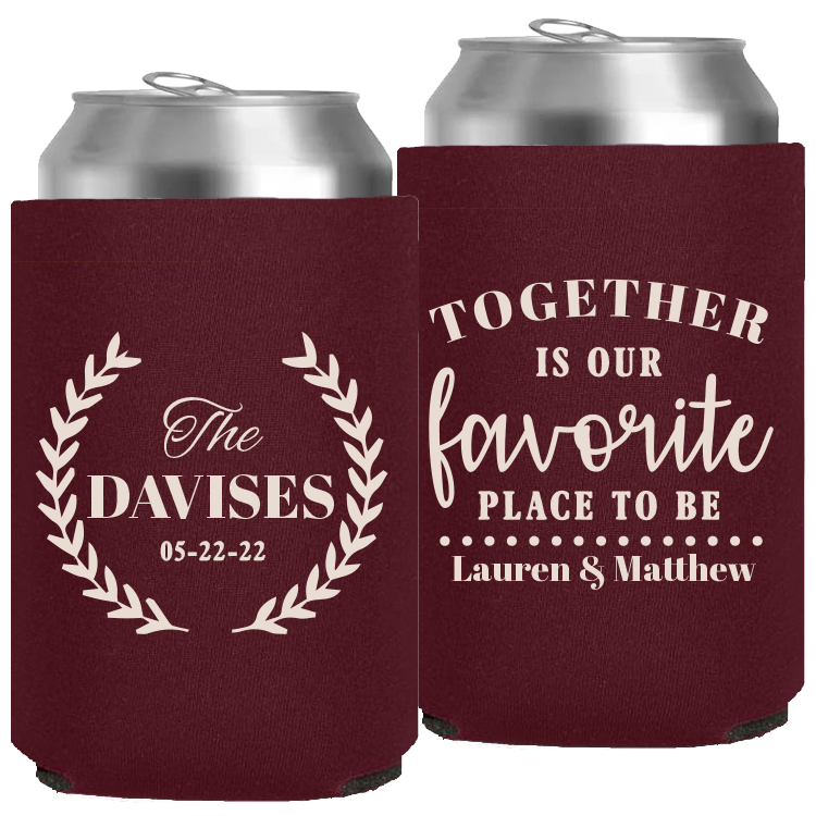 Wedding - Together Is Our Favorite Place To Be Leaves - Neoprene Can 050