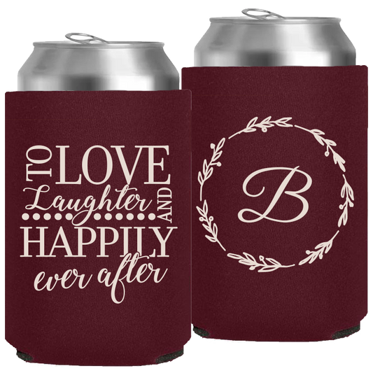 Wedding - To Love Laughter (3) Letter With Wreath - Neoprene Can 054