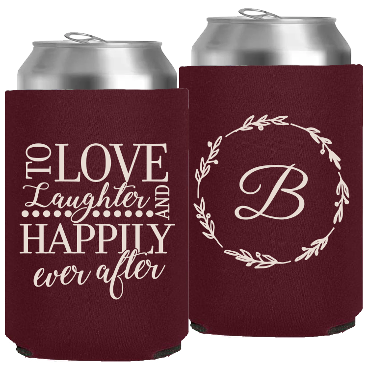 Wedding - To Love Laughter (3) Letter With Wreath - Neoprene Can 054