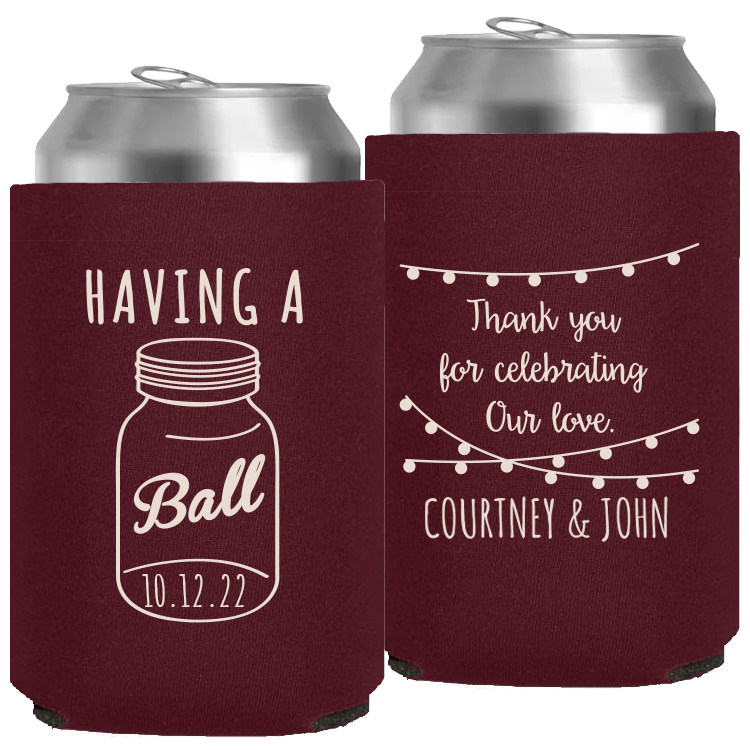 Wedding - Having A Ball Mason Jar Names - Neoprene Can 078