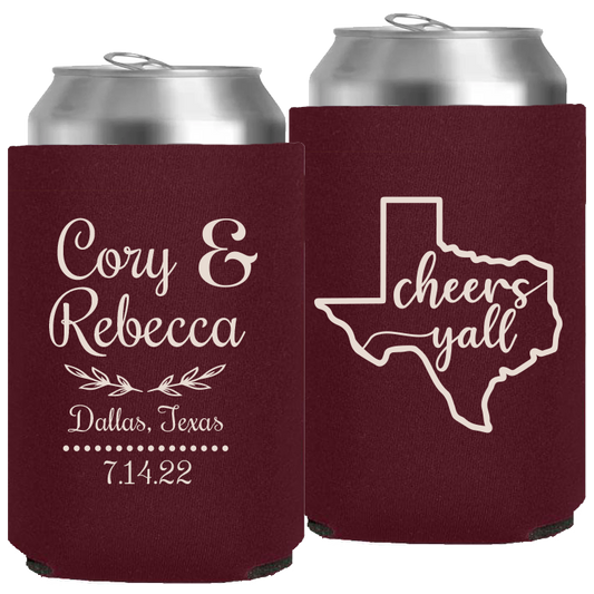 Wedding - Cheers Yall With Texas State - Neoprene Can 079