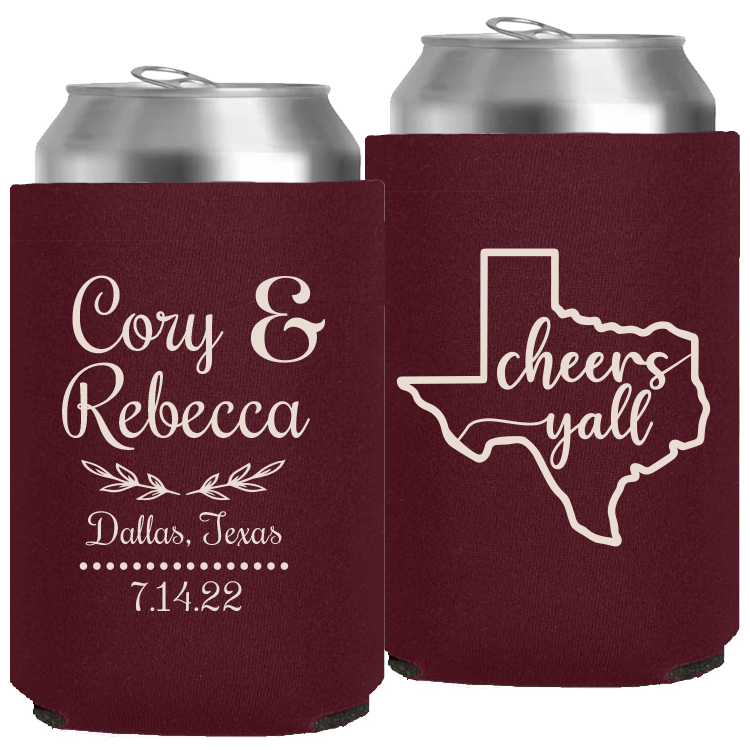 Wedding - Cheers Yall With Texas State - Neoprene Can 079